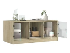 Mesa de centro c/ portas de vidro 102x50x42 cm carvalho sonoma PT700927^ Mesa De Centro