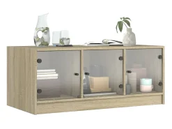 Mesa de centro c/ portas de vidro 102x50x42 cm carvalho sonoma PT700927^ Mesa De Centro