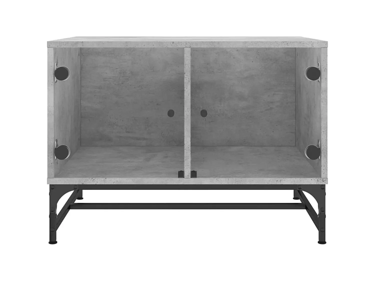 Mesa de centro c/ portas de vidro 68,5x50x50 cm cinza cimento PT781413^ Mesa De Centro