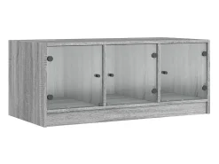 Mesa de centro c/ portas de vidro 102x50x42 cm cinza sonoma PT636978^ Mesa De Centro