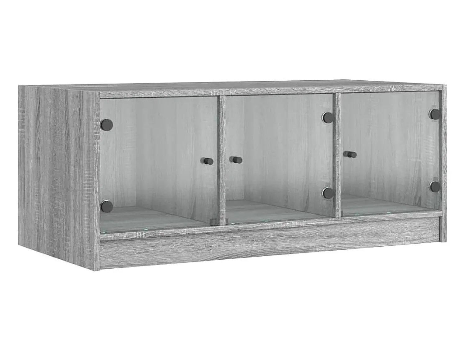 Mesa de centro c/ portas de vidro 102x50x42 cm cinza sonoma PT636978^ Mesa De Centro