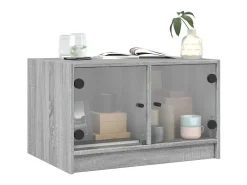 Outlet Mesa de centro c/ portas de vidro 68x50x42 cm cinza sonoma PT923274 Cinzento