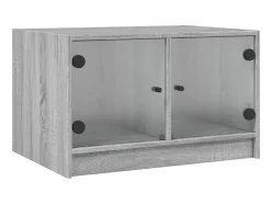 Outlet Mesa de centro c/ portas de vidro 68x50x42 cm cinza sonoma PT923274 Cinzento