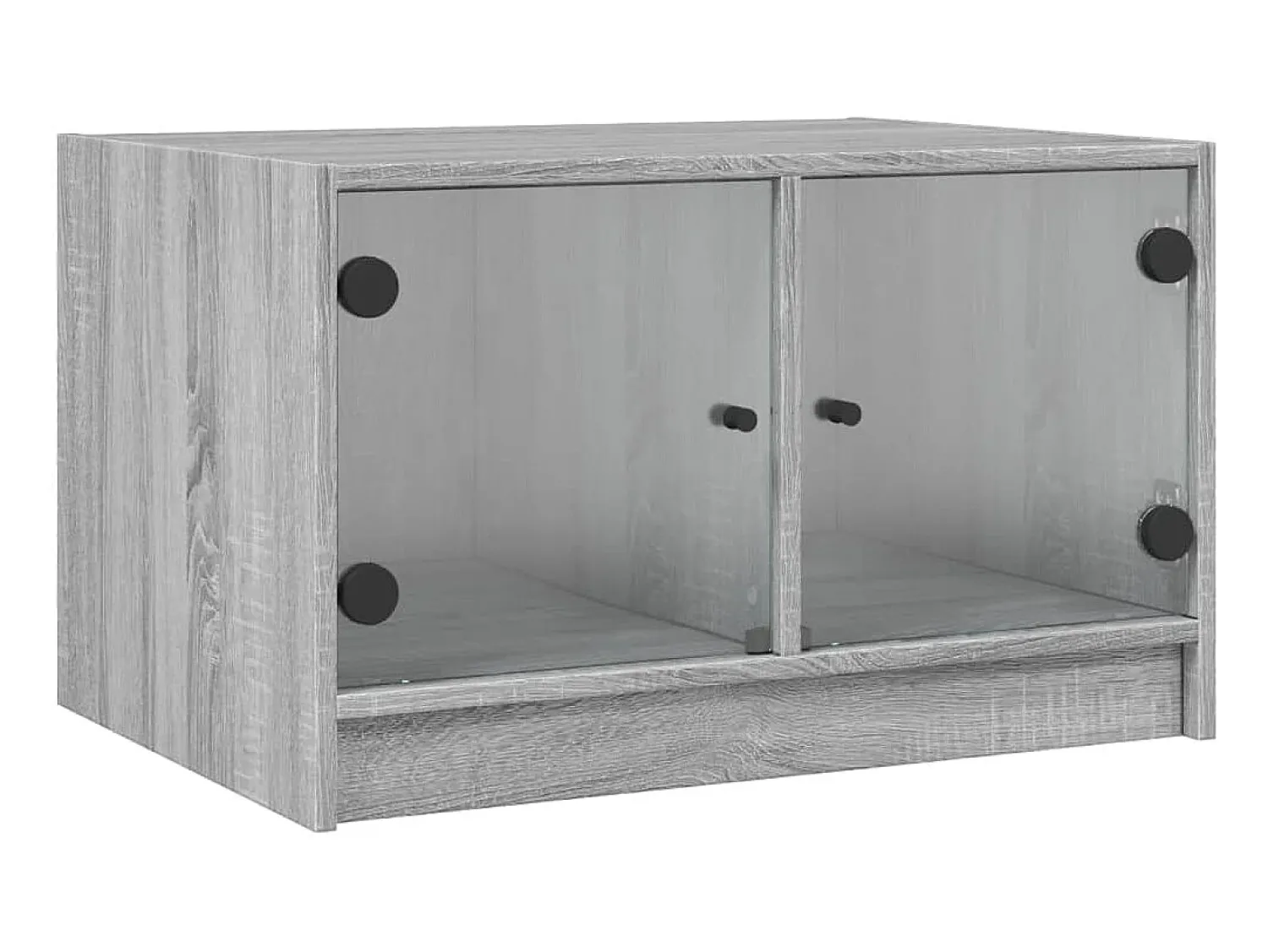 Outlet Mesa de centro c/ portas de vidro 68x50x42 cm cinza sonoma PT923274 Cinzento