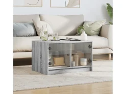 Outlet Mesa de centro c/ portas de vidro 68x50x42 cm cinza sonoma PT923274 Cinzento
