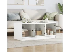 Hot Mesa de centro c/ portas de vidro 102x50x42 cm PT999558 Branco
