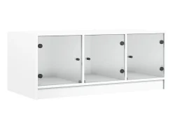 Hot Mesa de centro c/ portas de vidro 102x50x42 cm PT999558 Branco