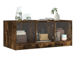 Mesa De Centro| Mesa de centro c/ portas de vidro 102x50x42 cm carvalho fumado PT267990 Castanho