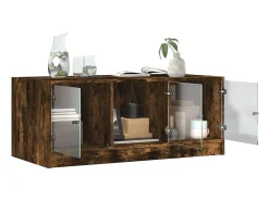 Mesa De Centro| Mesa de centro c/ portas de vidro 102x50x42 cm carvalho fumado PT267990 Castanho