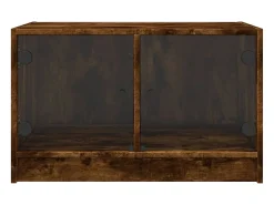 vidaxl Mesa de centro c/ portas de vidro 68x50x42 cm carvalho fumado^ Mesa De Centro