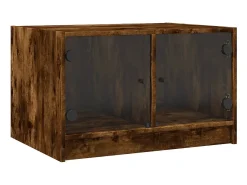 vidaxl Mesa de centro c/ portas de vidro 68x50x42 cm carvalho fumado^ Mesa De Centro