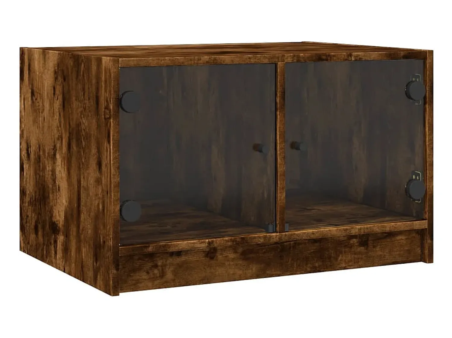 vidaxl Mesa de centro c/ portas de vidro 68x50x42 cm carvalho fumado^ Mesa De Centro