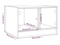 vidaxl Mesa de centro c/ portas de vidro 68x50x42 cm carvalho fumado^ Mesa De Centro