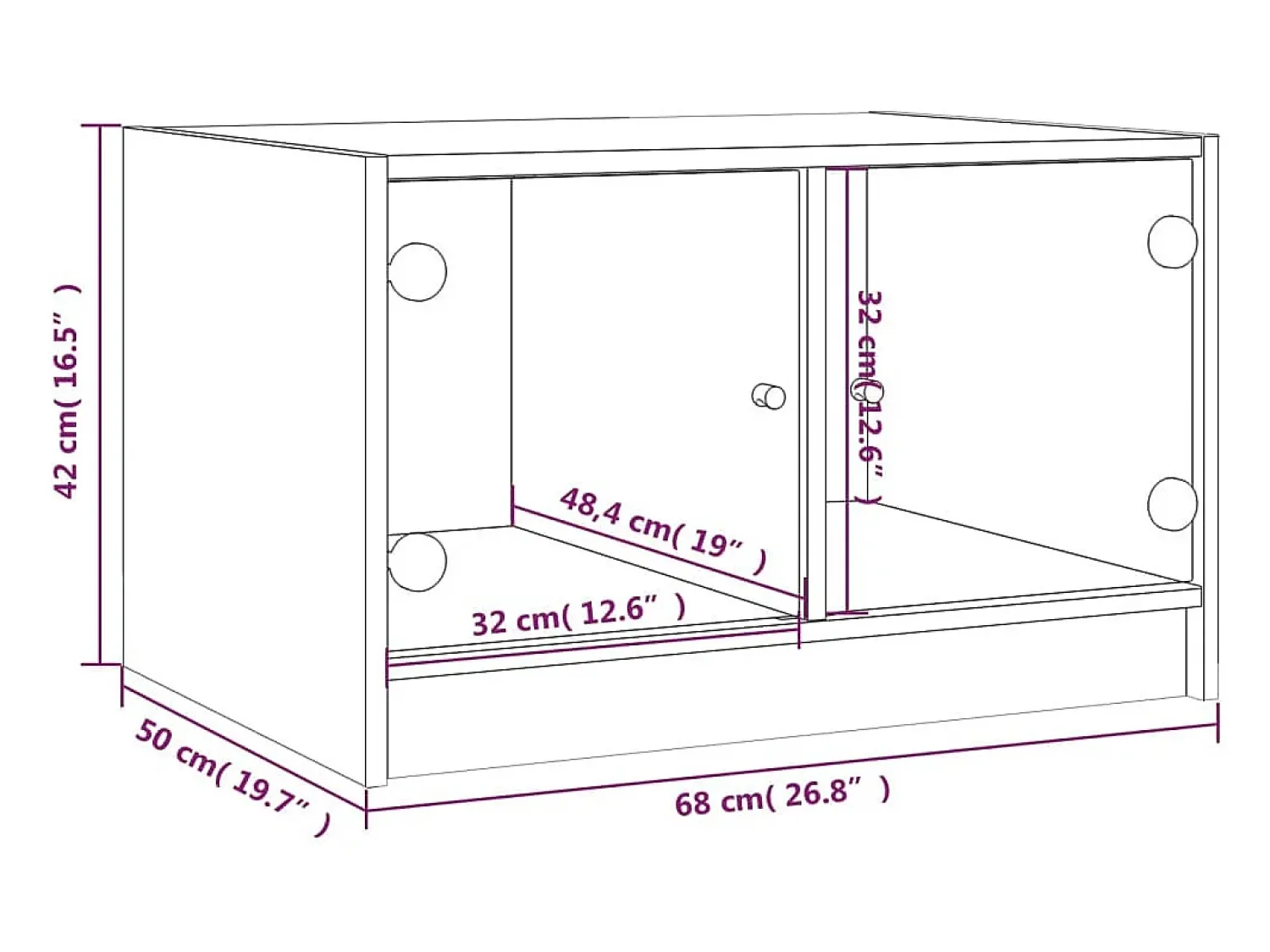 vidaxl Mesa de centro c/ portas de vidro 68x50x42 cm carvalho fumado^ Mesa De Centro