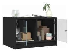 Mesa De Centro*vidaxl Mesa de centro c/ portas de vidro 68x50x42 cm Preto