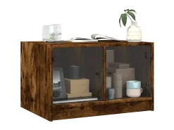 Mesa De Centro* Mesa de centro c/ portas de vidro 68x50x42 cm carvalho fumado PT759241 Castanho