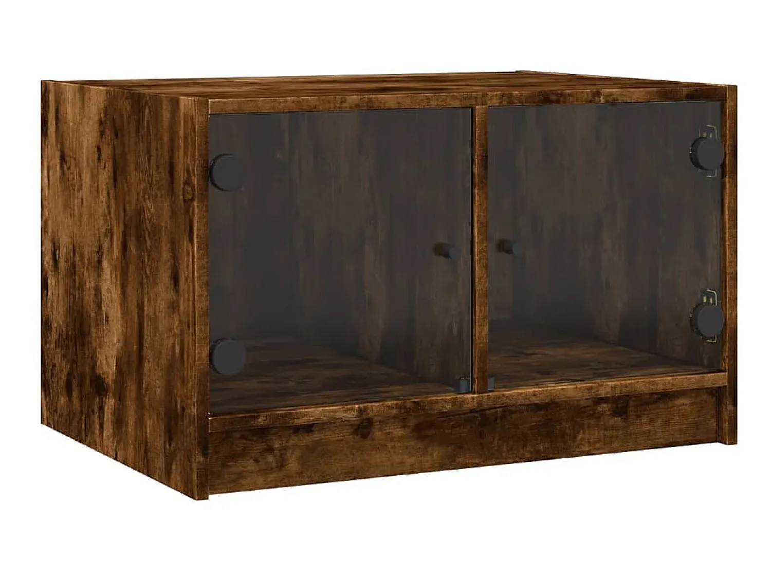 Mesa De Centro* Mesa de centro c/ portas de vidro 68x50x42 cm carvalho fumado PT759241 Castanho