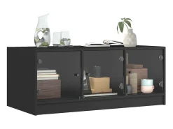 Mesa De Centro|vidaxl Mesa de centro c/ portas de vidro 102x50x42 cm Preto