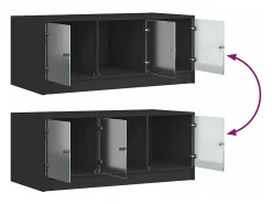 Mesa De Centro|vidaxl Mesa de centro c/ portas de vidro 102x50x42 cm Preto