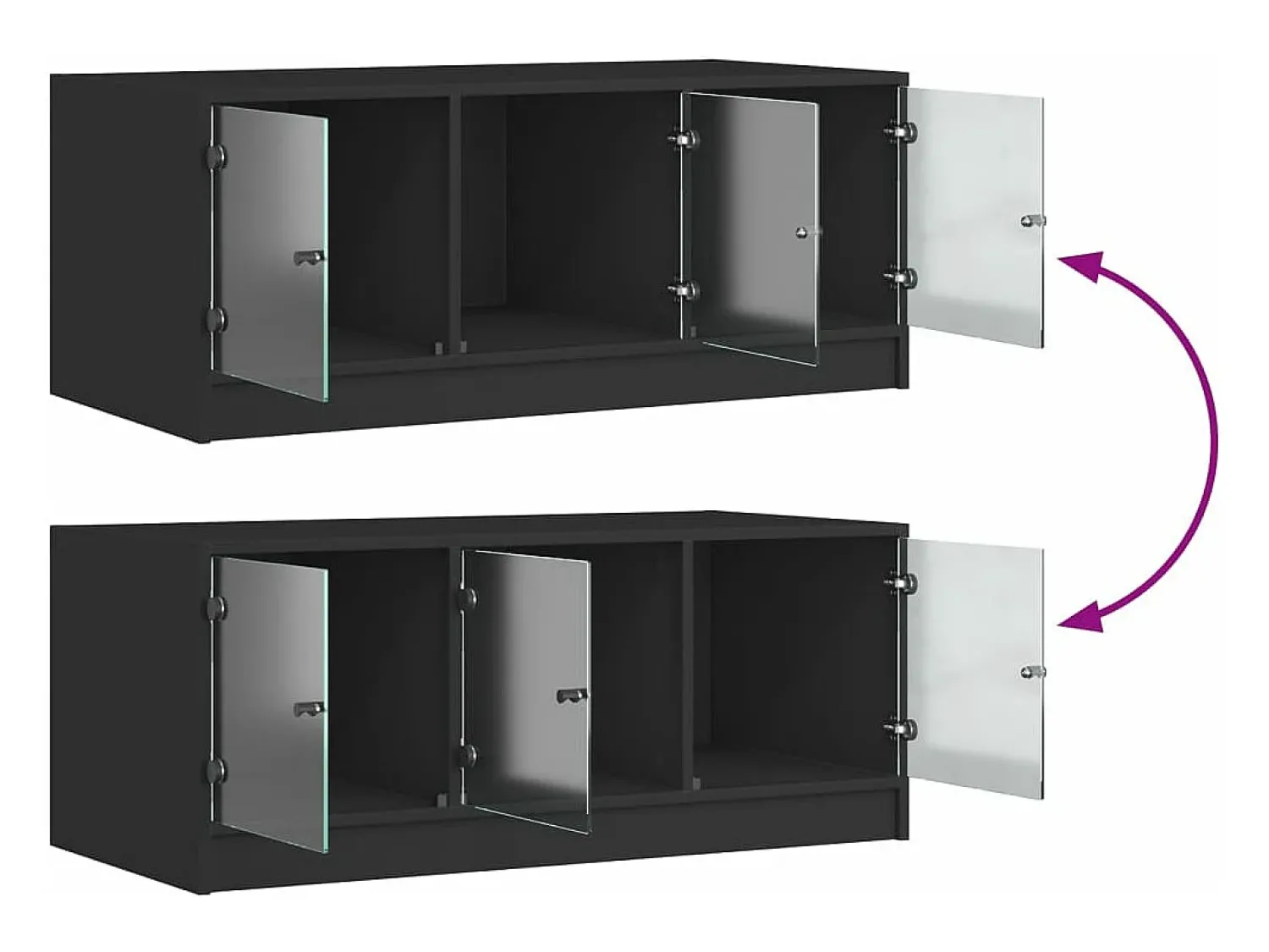 Mesa De Centro|vidaxl Mesa de centro c/ portas de vidro 102x50x42 cm Preto