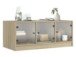 Mesa De Centro*vidaxl Mesa de centro c/ portas de vidro 102x50x42 cm carvalho sonoma Natural claro