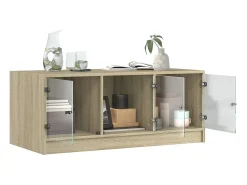 Mesa De Centro*vidaxl Mesa de centro c/ portas de vidro 102x50x42 cm carvalho sonoma Natural claro
