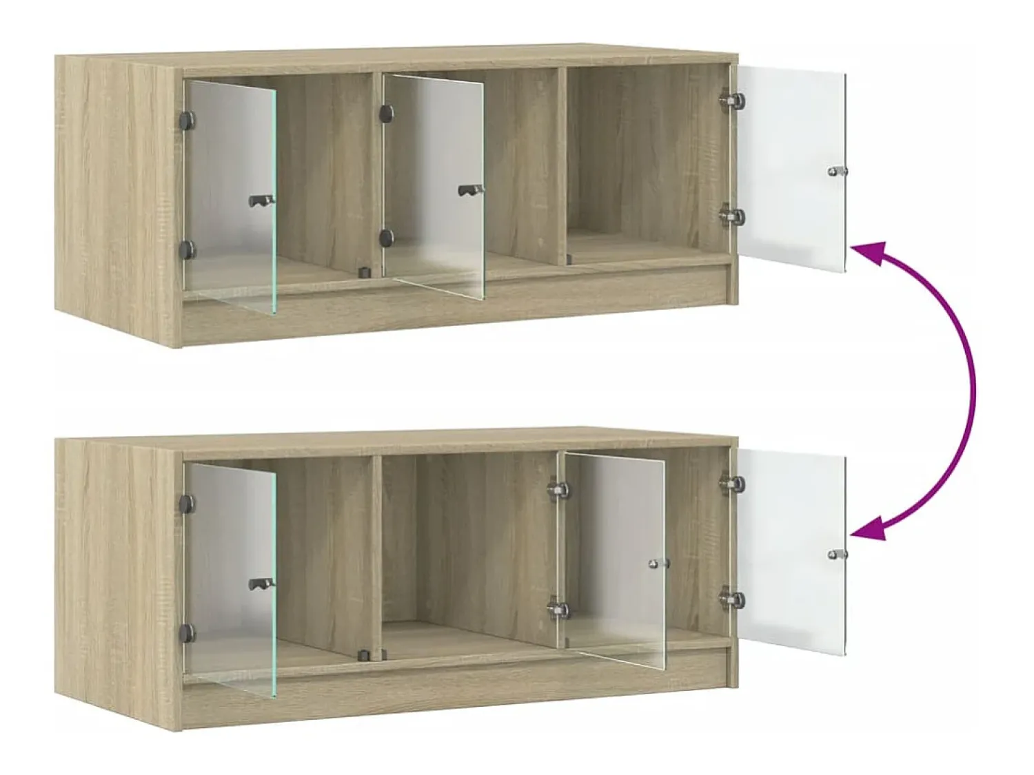 Mesa De Centro*vidaxl Mesa de centro c/ portas de vidro 102x50x42 cm carvalho sonoma Natural claro