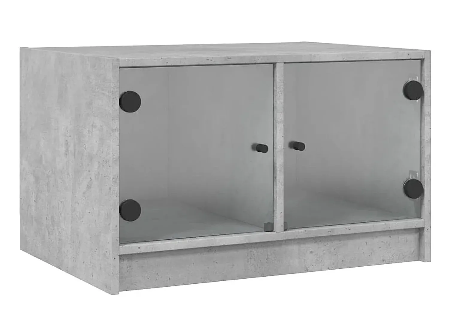 Mesa De Centro* Mesa de centro c/ portas de vidro 68x50x42 cm cinza cimento PT469069 Cinzento