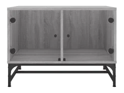 Mesa de centro c/ portas de vidro 68,5x50x50 cm cinza sonoma PT877834^ Mesa De Centro