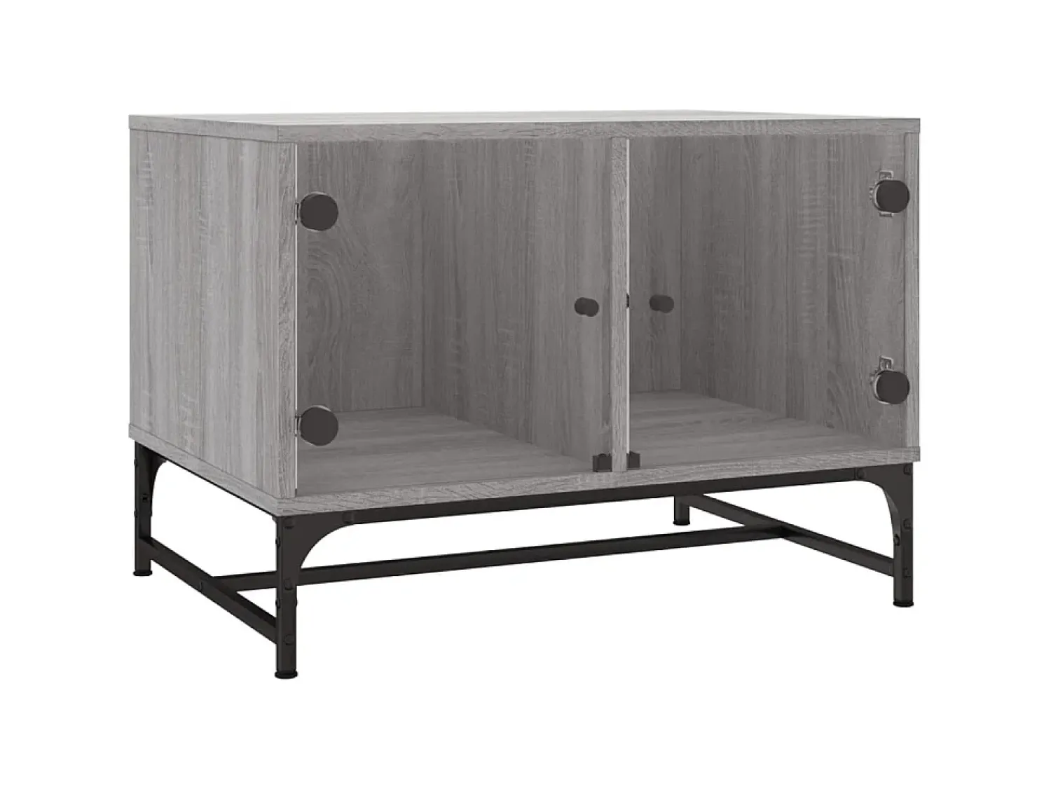 Mesa de centro c/ portas de vidro 68,5x50x50 cm cinza sonoma PT877834^ Mesa De Centro