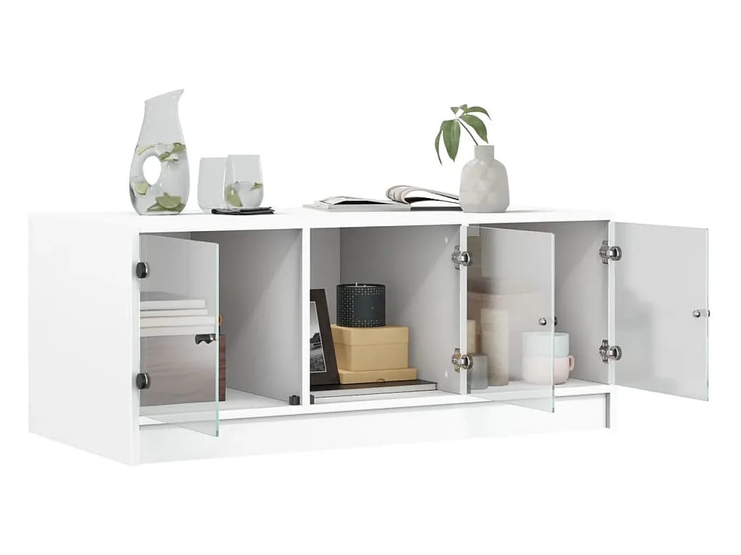 vidaxl Mesa de centro c/ portas de vidro 102x50x42 cm^ Mesa De Centro