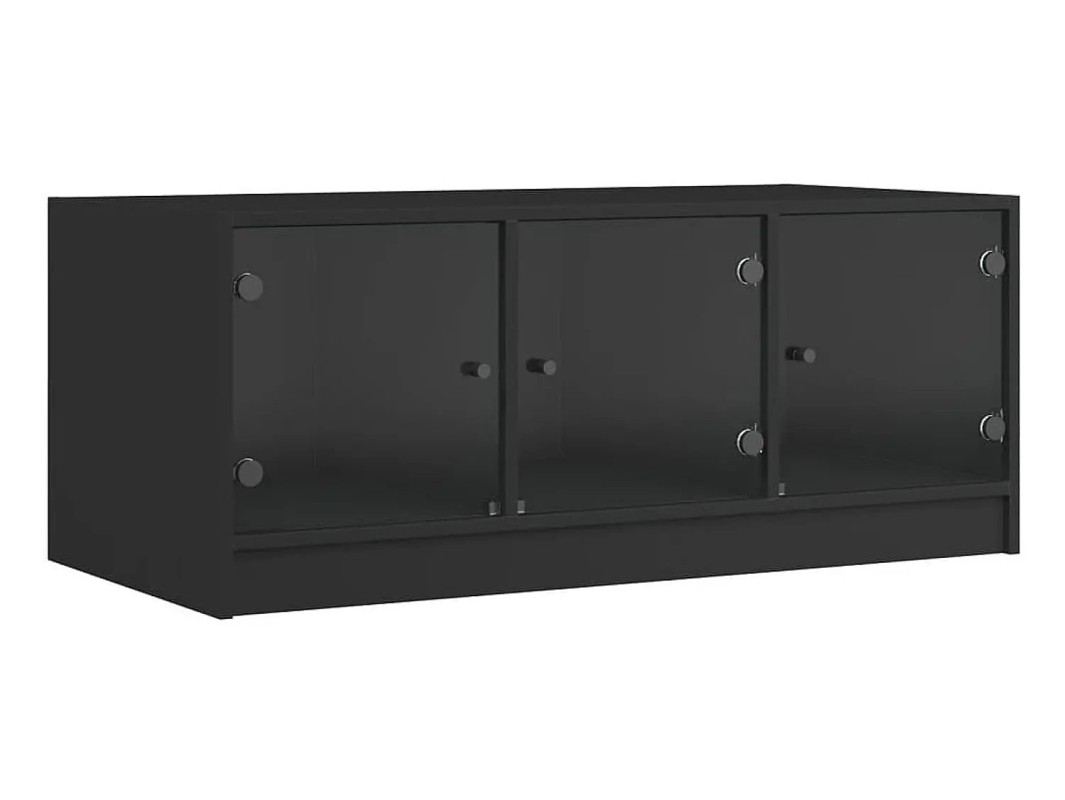 Mesa De Centro| Mesa de centro c/ portas de vidro 102x50x42 cm PT138006 Preto