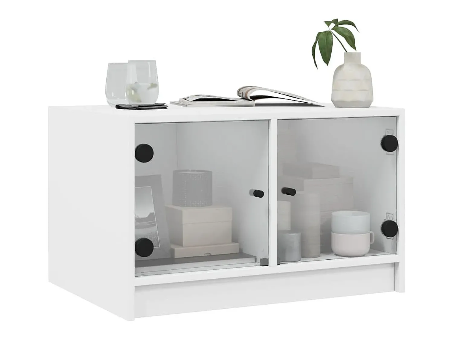 vidaxl Mesa de centro c/ portas de vidro 68x50x42 cm^ Mesa De Centro