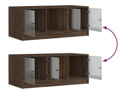 Mesa De Centro*vidaxl Mesa de centro c/ portas de vidro 102x50x42cm carvalho castanho Natural claro