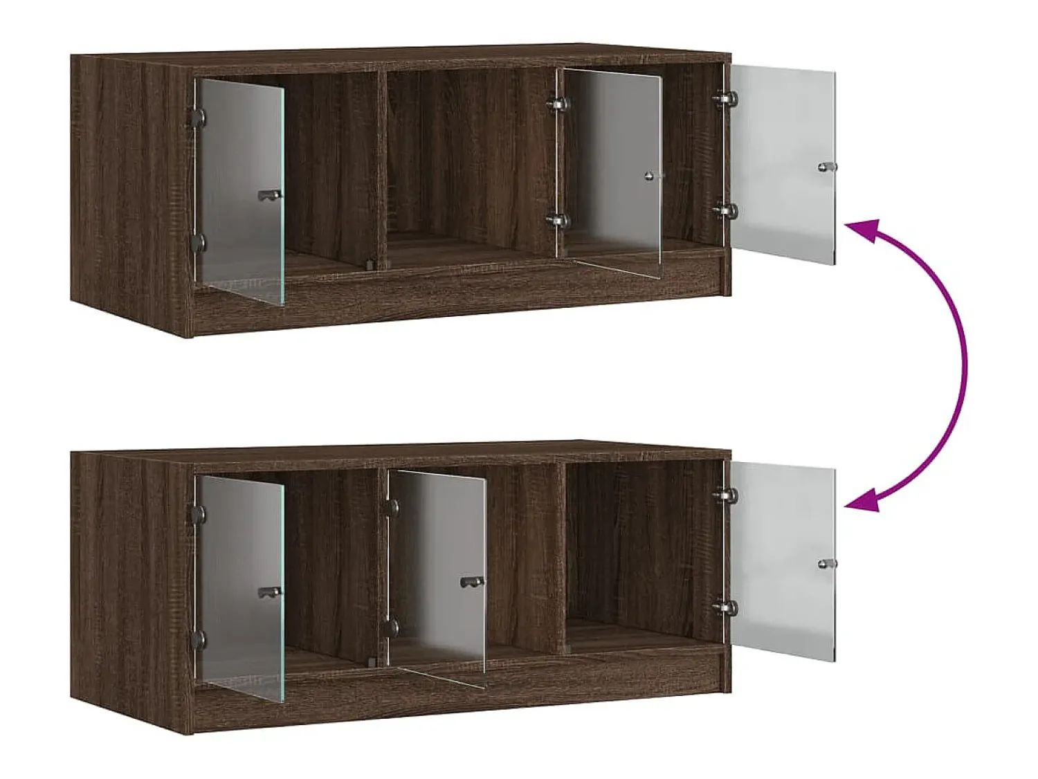 Mesa De Centro*vidaxl Mesa de centro c/ portas de vidro 102x50x42cm carvalho castanho Natural claro