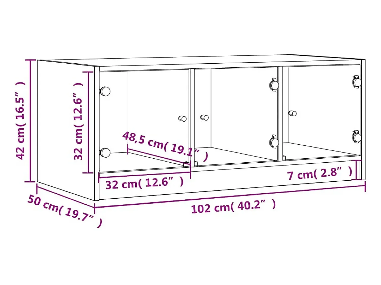 Mesa De Centro*vidaxl Mesa de centro c/ portas de vidro 102x50x42cm carvalho castanho Natural claro