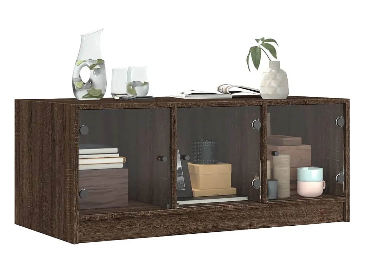 Mesa De Centro*vidaxl Mesa de centro c/ portas de vidro 102x50x42cm carvalho castanho Natural claro