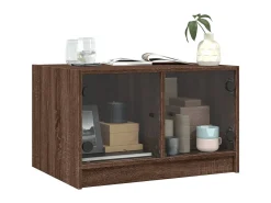 Mesa De Centro| Mesa de centro c/ portas de vidro 68x50x42 cm carvalho PT378550 Castanho