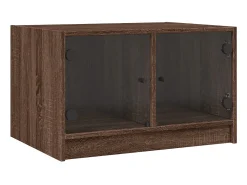 Mesa De Centro| Mesa de centro c/ portas de vidro 68x50x42 cm carvalho PT378550 Castanho