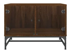 Mesa De Centro| Mesa de centro c/ portas vidro 68,5x50x50 cm carvalho PT735284 Castanho
