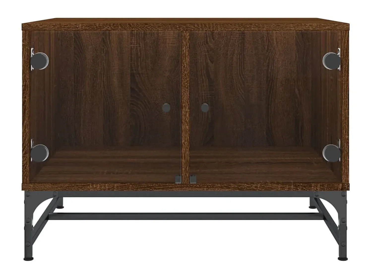 Mesa De Centro| Mesa de centro c/ portas vidro 68,5x50x50 cm carvalho PT735284 Castanho