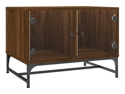 Mesa De Centro| Mesa de centro c/ portas vidro 68,5x50x50 cm carvalho PT735284 Castanho
