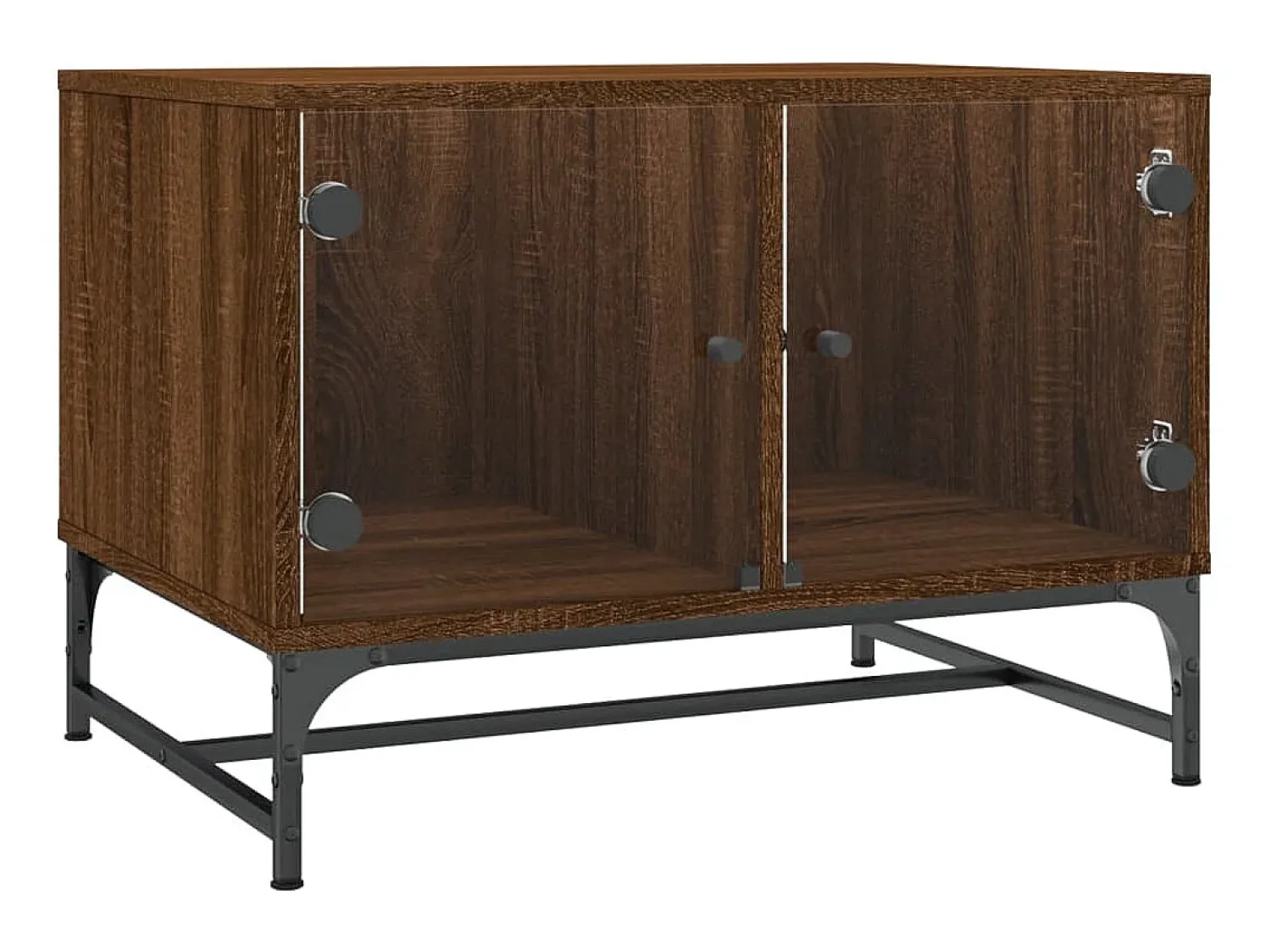 Mesa De Centro| Mesa de centro c/ portas vidro 68,5x50x50 cm carvalho PT735284 Castanho