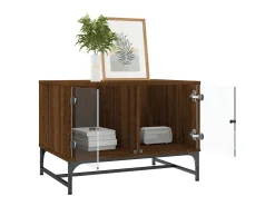 Mesa De Centro| Mesa de centro c/ portas vidro 68,5x50x50 cm carvalho PT735284 Castanho