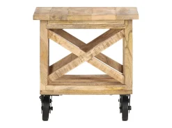 Mesa de centro c/ rodas 40x40x42 cm madeira de mangueira áspera PT227979^ Mesa De Centro