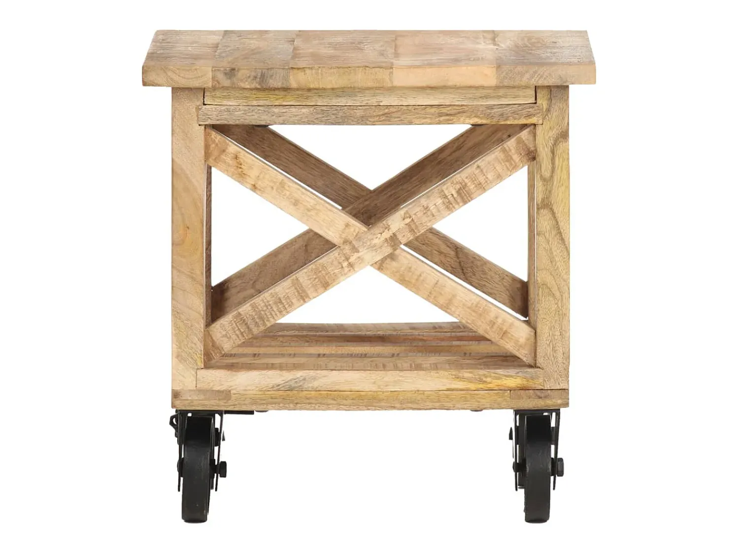 Mesa de centro c/ rodas 40x40x42 cm madeira de mangueira áspera PT227979^ Mesa De Centro