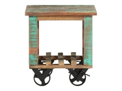 Mesa De Centro* Mesa de centro c/ rodas 40x40x42 cm madeira recuperada maciça PT213106 Castanho