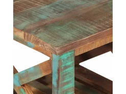 Mesa De Centro* Mesa de centro c/ rodas 40x40x42 cm madeira recuperada maciça PT213106 Castanho