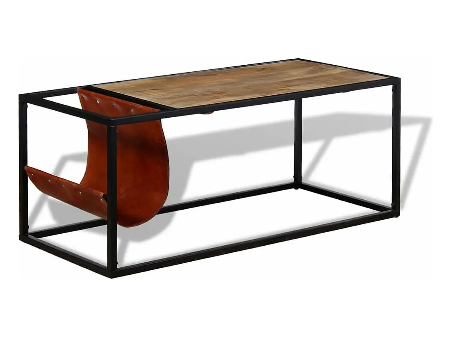 Mesa De Centro|vidaxl Mesa de centro c/ suporte de revistas pele genuína 110x50x45 cm Multicor