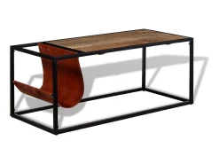Sale Mesa de centro c/ suporte de revistas pele genuína 110x50x45 cm PT231518 Multicor